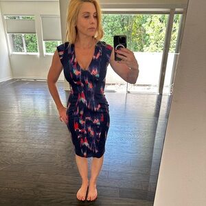 French Connection Navy and Red Midi Dress